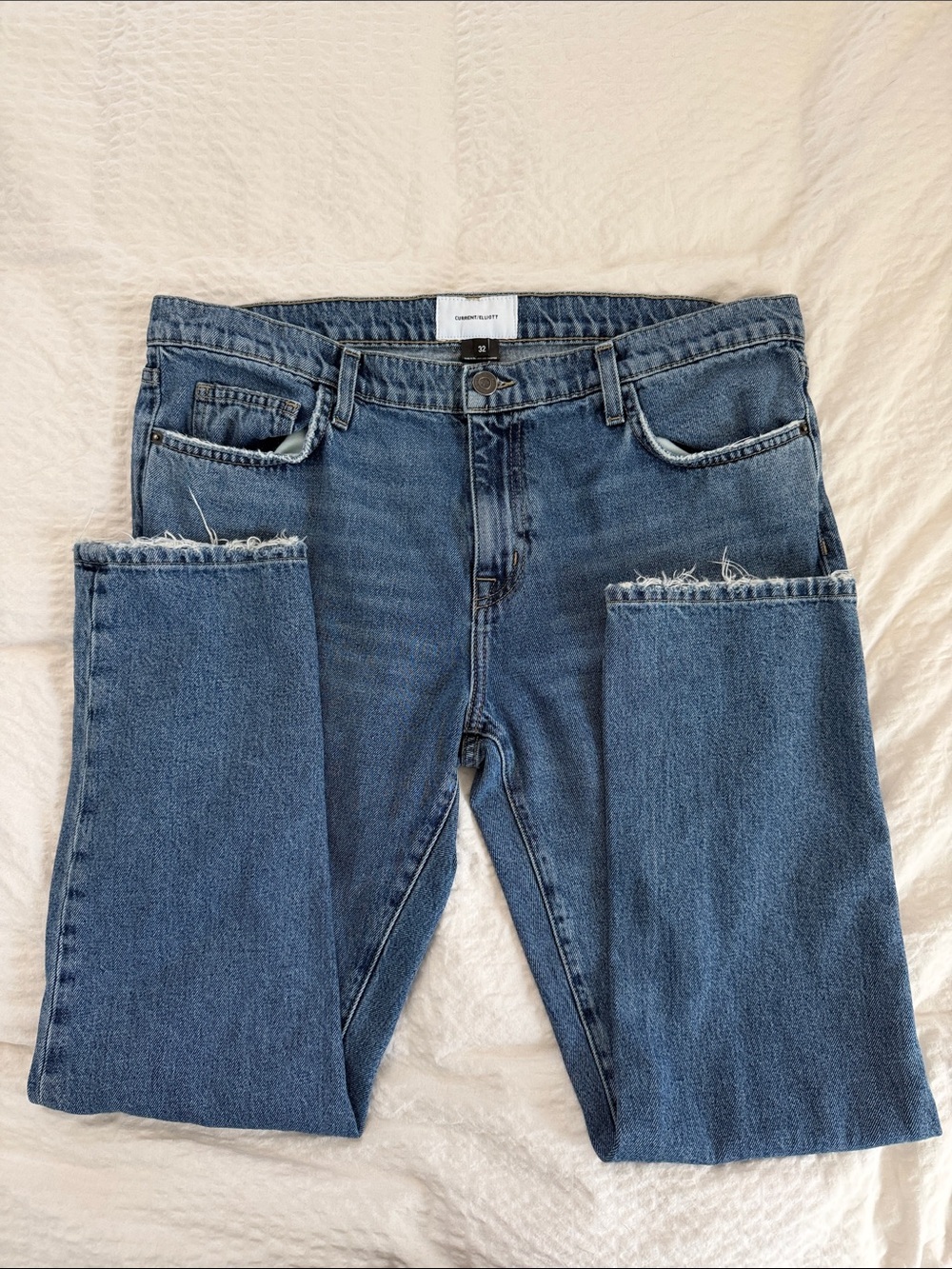 Current/Elliott Women's Straight-Leg Jeans in Classic Blue